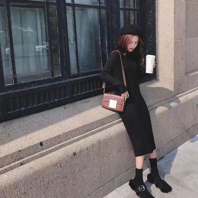 Váy len dáng dài Hàn quốc - kèm ảnh thật Mã 363