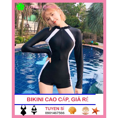 Đồ bơi khóa kéo liền thân quần đùi kín đáo | BigBuy360 - bigbuy360.vn