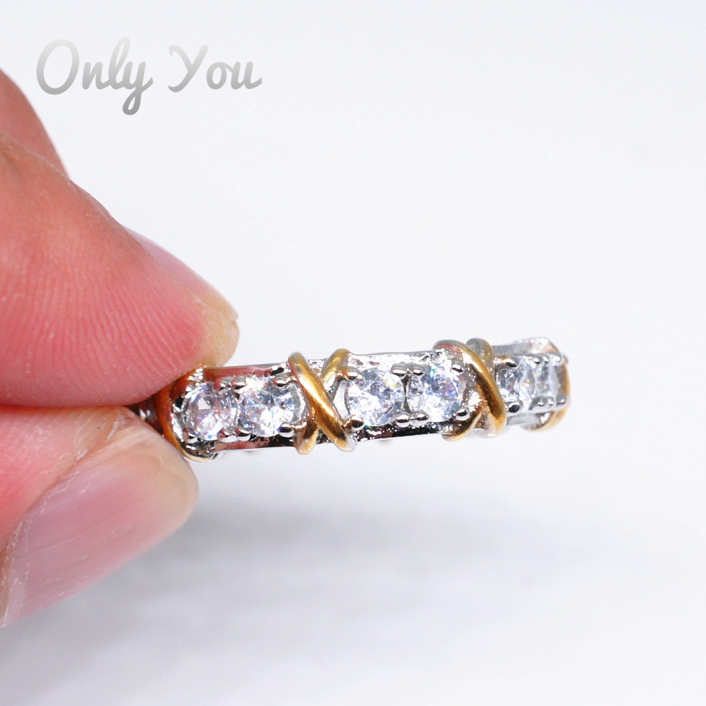 Nhẫn Mạ Vàng 18K Đính Đá Kim Cương Nhân Tạo