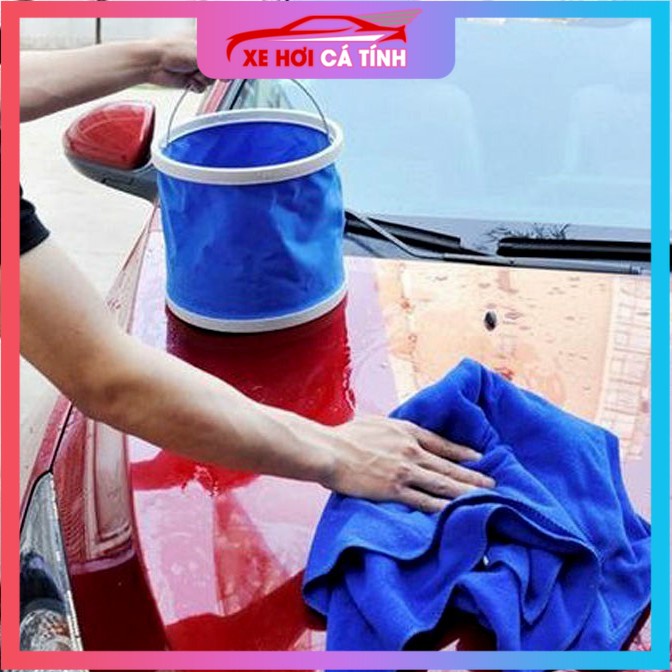 Freeship 30K Xô nước 11 lít gấp gọn đa năng lau rửa, đi phượt, câu cá, đựng đồ, chứa nước tiện dụng