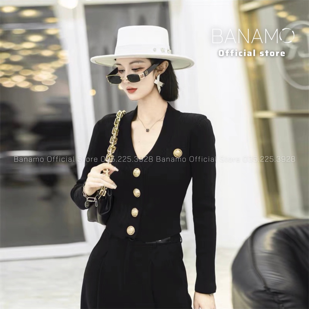 Áo cardigan thời trang Banamo Fashion áo len 2 túi ngực khuy đồng 3427