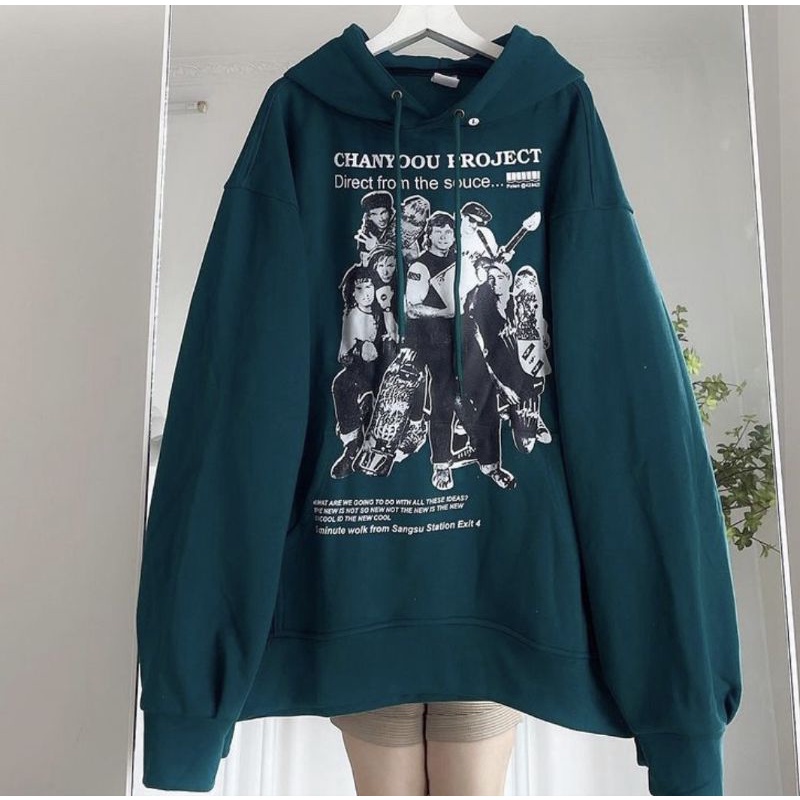 Áo Hoodie Chanyou Nỉ Mũ 2 Lớp Màu Xanh Siêu Lạ Siêu Hot