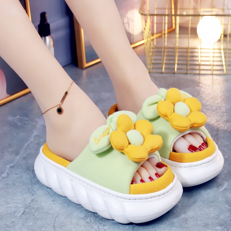 Dép bông xinh đế cao su dày mút êm nhẹ đi là đẹp