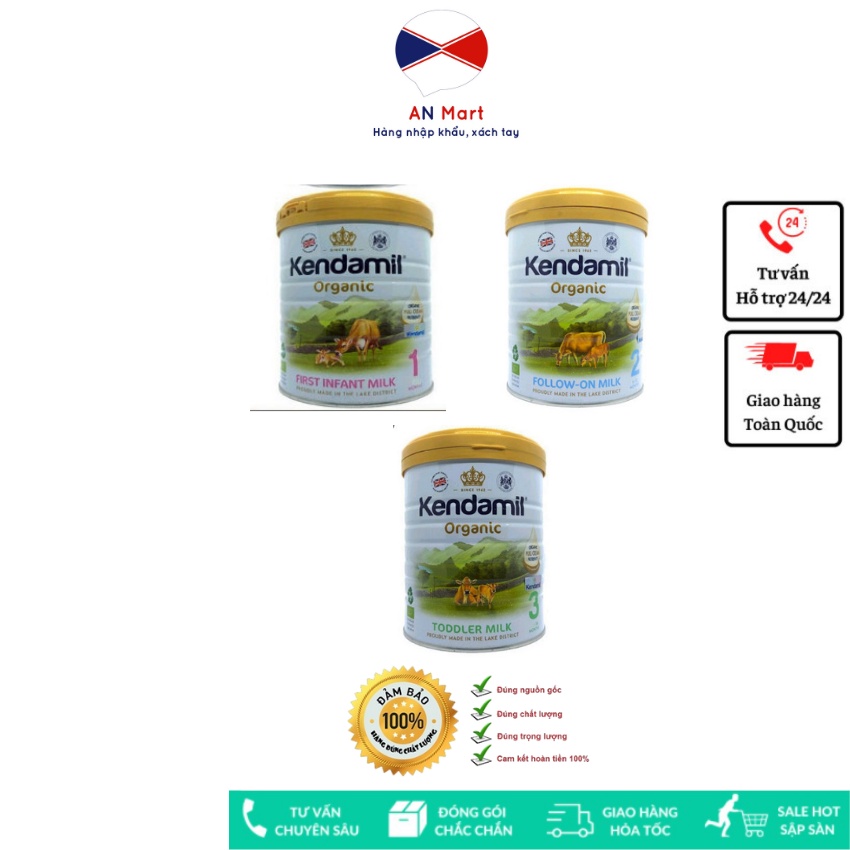 Sữa bột nguyên kem Kendamil Organic Số 1, 2 ,3 - Hộp 800g nội địa Anh