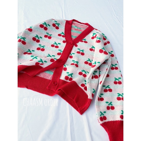 SẴN - áo len thu đông hoạ tiết cherry