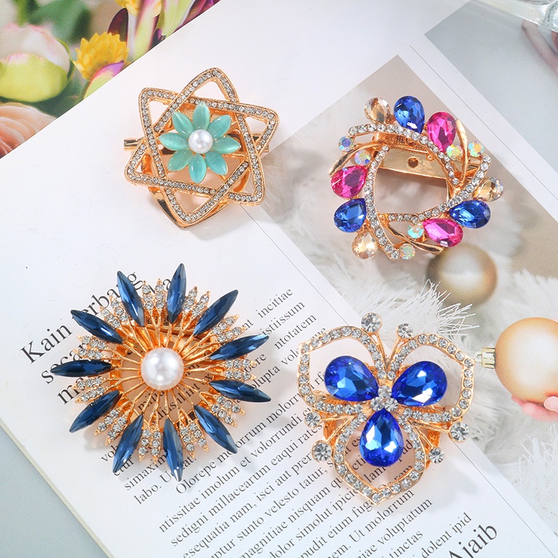 Trâm cài áo hình hoa đính đá nhiều màu xinh xắn thời trang