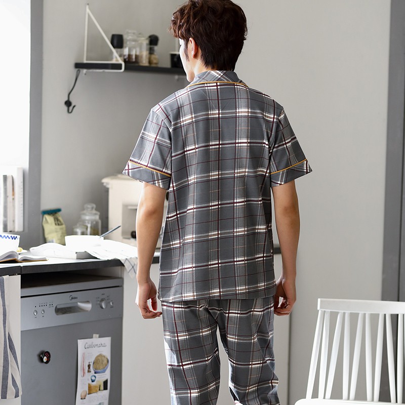 PIJAMA NAM cộc tay-Đồ bộ nam bộ hè chất vải COTTON 100% dày dặn, thông thoáng