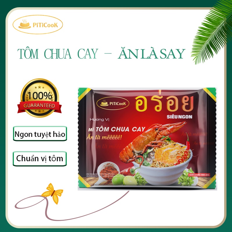Mì tôm vị Tôm chua cay, đậm vị, siêu ngon chính hãng Piticook 60g | BigBuy360 - bigbuy360.vn