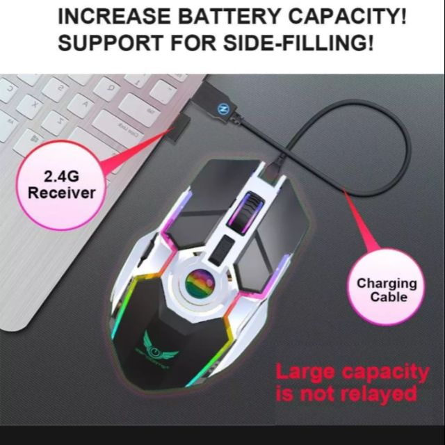CHUỘT KHÔNG DÂY GAMING ZERODATE T30 ĐÈN LEG RGB ĐIỀU CHỈNH PDI