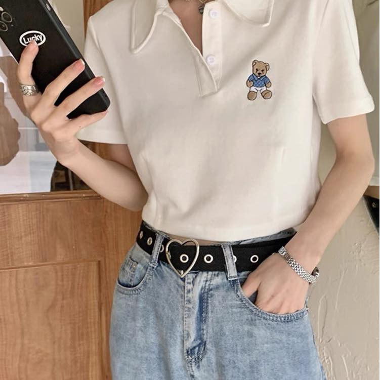 (MẪU MỚI-SLL) ÁO THUN CỔ SƠMI THÊU CROPTOP ❤️❤️❤️ XƯỞNG MAY NHÀ BELL_ATH069