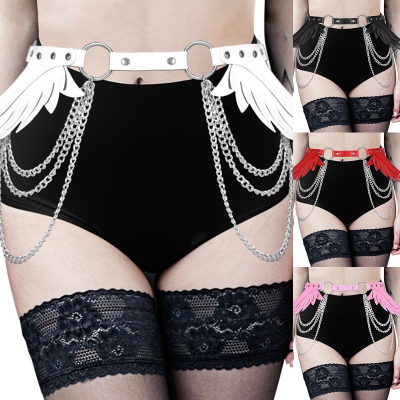 Dây Xích Đeo Hông Gắn Đôi Cánh Phong Cách Gothic Có Thể Điều Chỉnh Trang Trí Cho Nữ