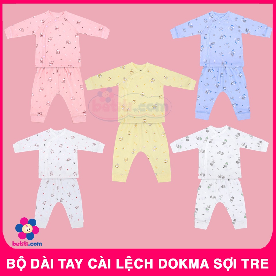Bộ Dài Cài Lệch Dokma, Quần Áo Dài Tay In Hình Dễ Thương Cho Bé