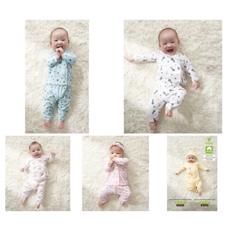 Bộ cài lệch sơ sinh Lullaby thông hơi mỏng NH88B cho bé