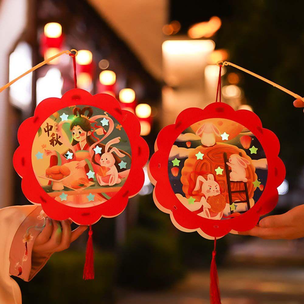 Lồng Đèn Giấy Phối Tua Rua Họa Tiết Thỏ Hoạt Hình Phong Cách Trung Hoa Dễ Thương Độc Đáo Trang Trí Tiệc Tùng Cho Bé