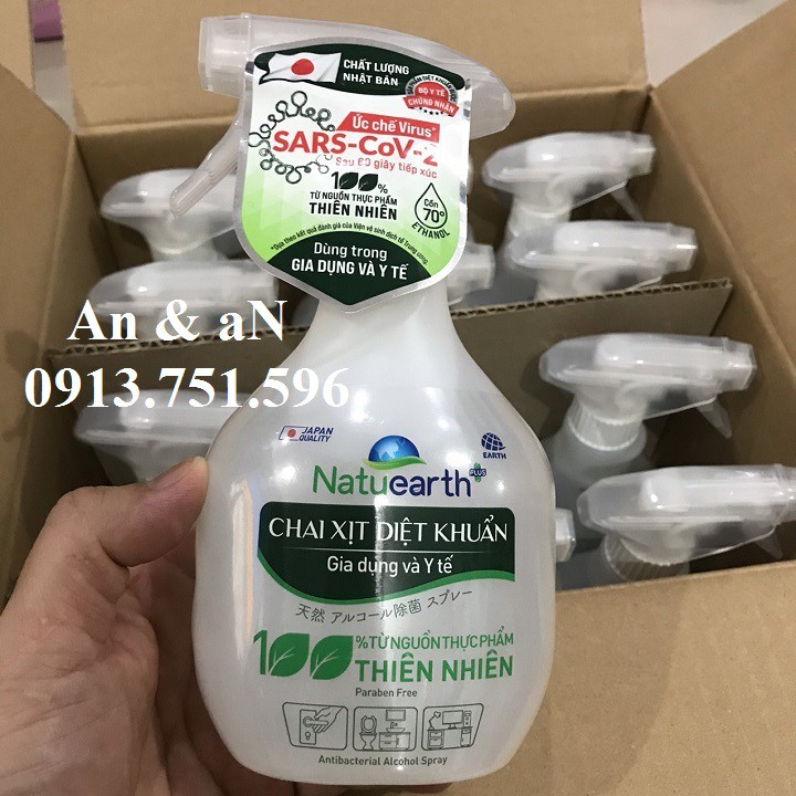 Chai Xịt Diệt Khuẩn Natuearth 410ml - Dùng trong gia dụng và Y tế
