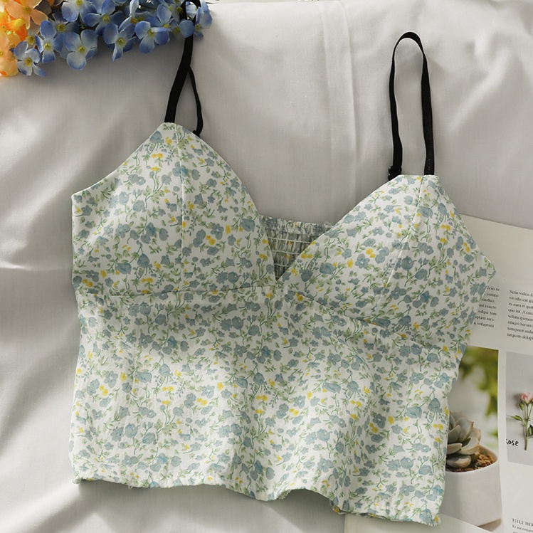 Áo Hai Dây Dáng Ôm Vải Voan In Hoa Kiểu Retro Thời Trang Mùa Hè Cho Bạn Gái