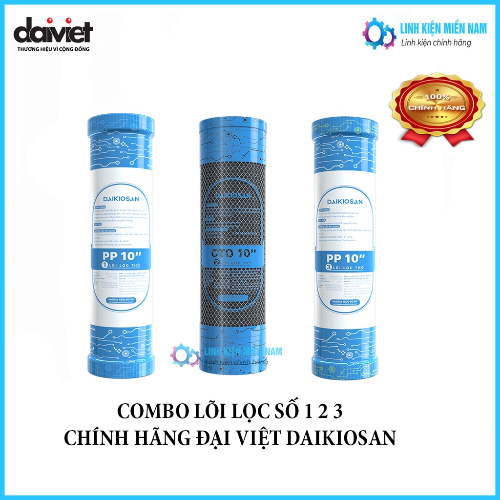 Combo lõi lọc nước số 1 2 3 - Chính Hãng Daikiosan