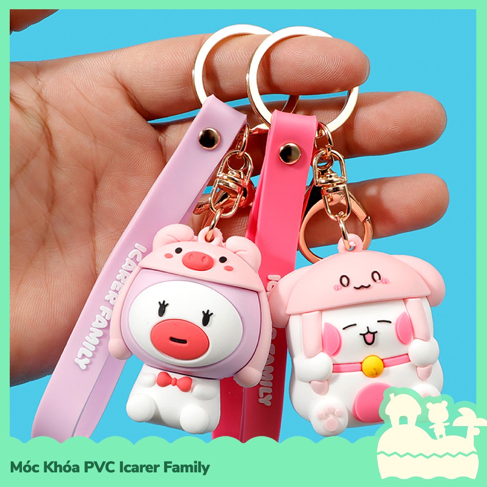 [Sẵn VN] Móc Khóa PVC Nhân Vật Hoạt Hình Đáng Yêu Đội Nón Icarer Family