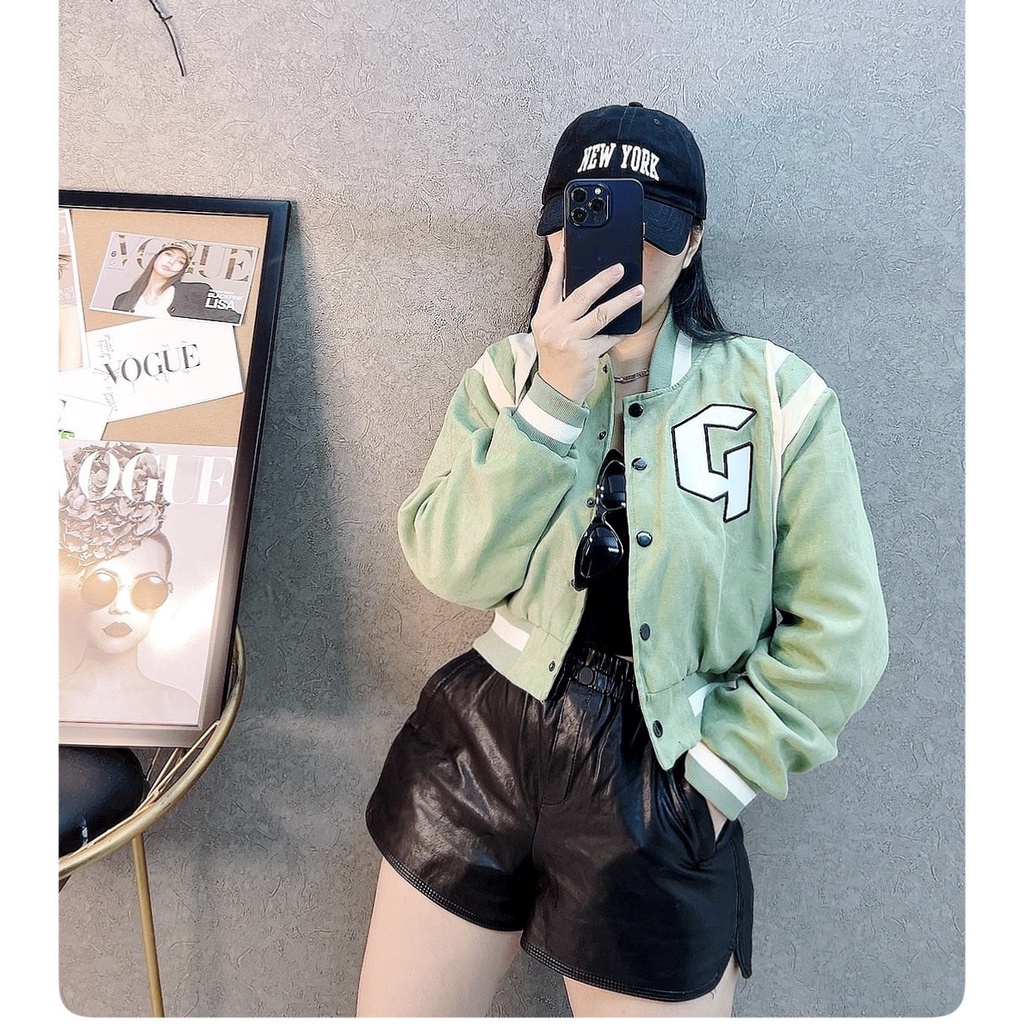 Aó khoác bomber nữ,áo khoác dáng ngắn croptop xinh xắn Chuẩn mã hót girl