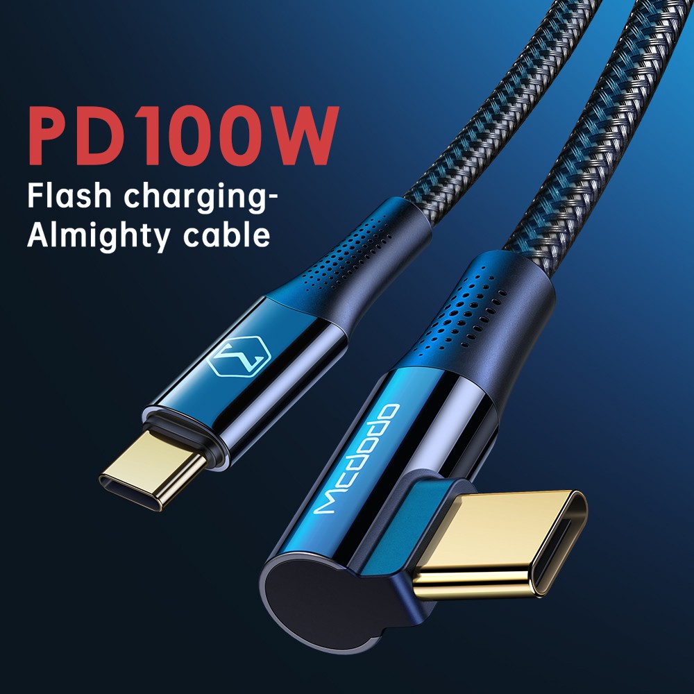 Cáp Sạc Mcdodo CA - 832 Dạng Chữ L 90° 100W USB C Sang Type C Hỗ Trợ Sạc Nhanh QC 4.0 3.0