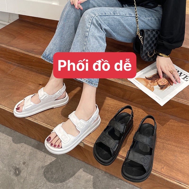 Dép sandal nữ quai hậu học sinh kiểu dáng unisex ulzzang basic đi học đi mưa cao su mềm-giày dép 97