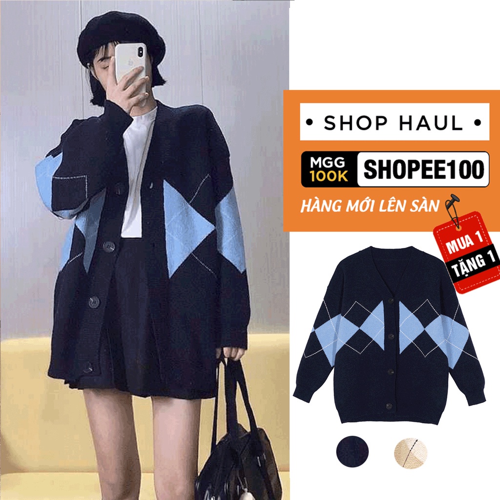 Áo khoác len cardigan, Cadigan nữ dầy, Cảgigan họa tiết quả trám to - AC-G03 | BigBuy360 - bigbuy360.vn