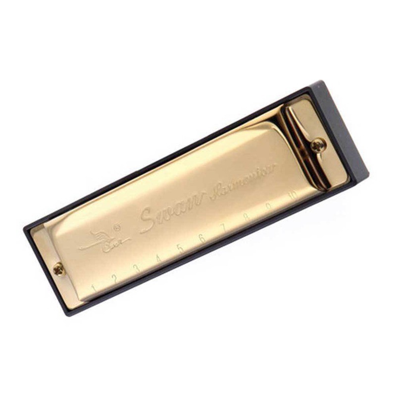 Kèn Harmonica 10 Lỗ Màu Vàng / Xanh Dương Bằng Thép Không Gỉ Mới