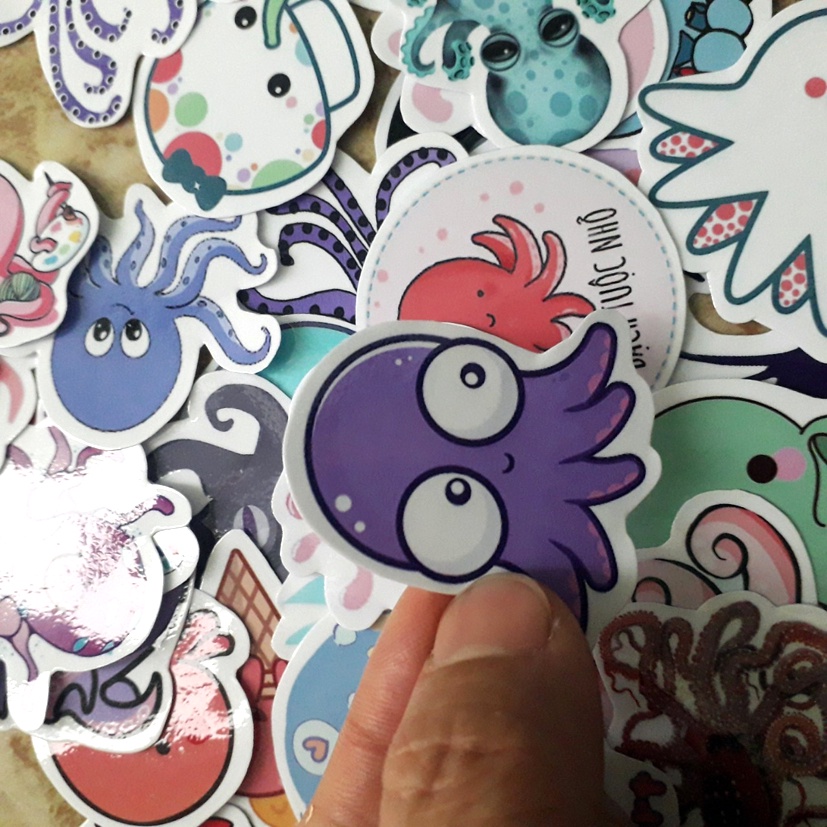 STicker hình dán bạch tuộc họa tiết trang trí sổ tay, điện thoại ...