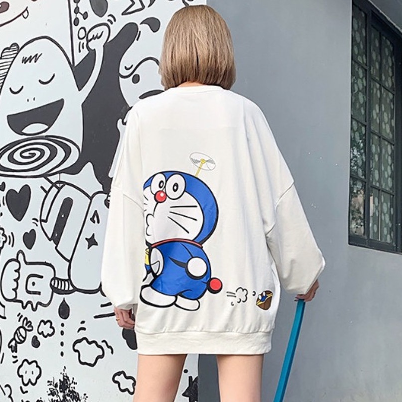 Áo thun nữ dài tay in hình Doraemon thời trang