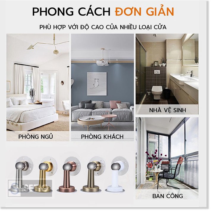 Chặn cửa thông minh inox 304 không gỉ - sử dụng băng dính 3m - nam châm hút cực mạnh