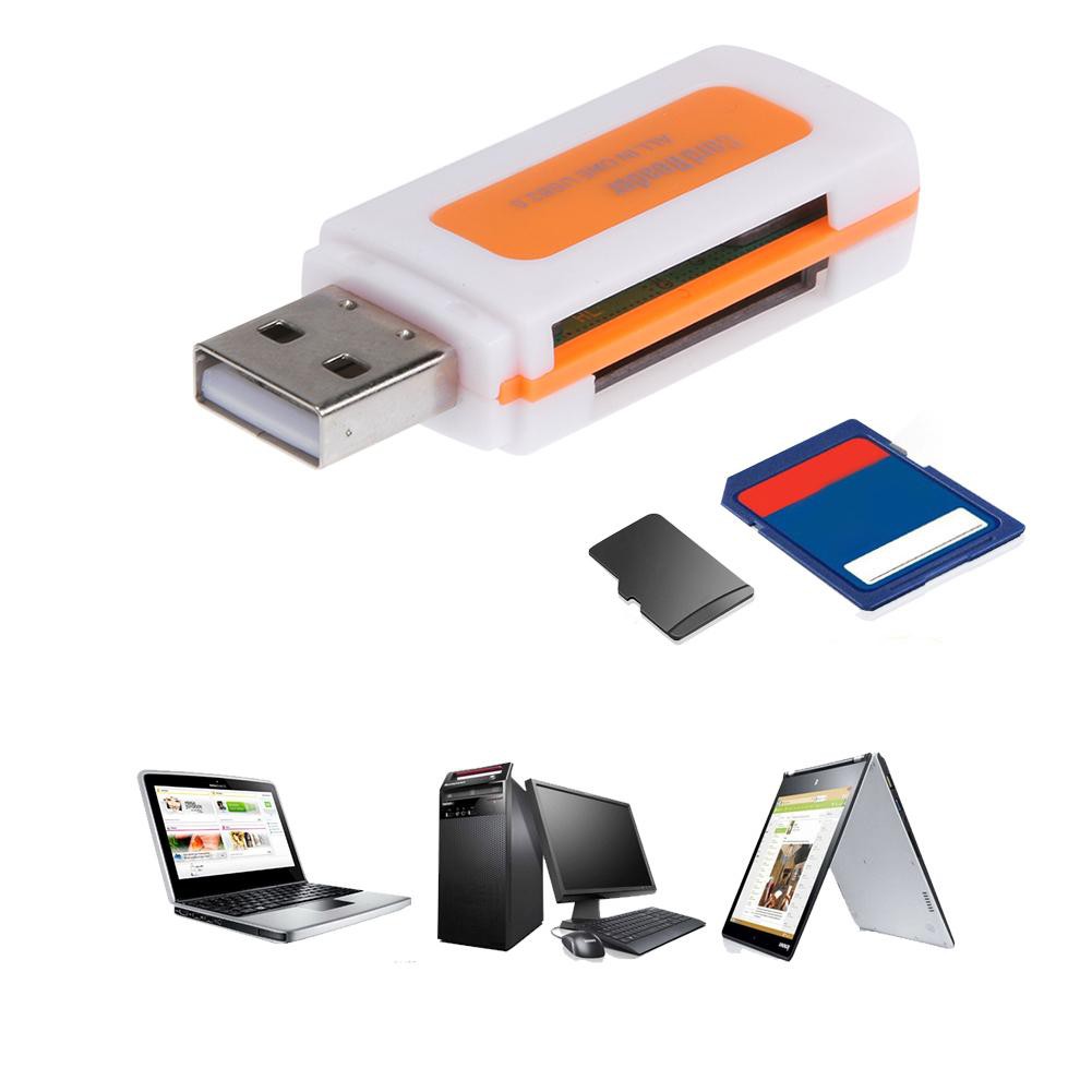High Mini USB2.0 4 Card Slots Smart Card Reader SD/MMC TF MS M2 Card Reader
