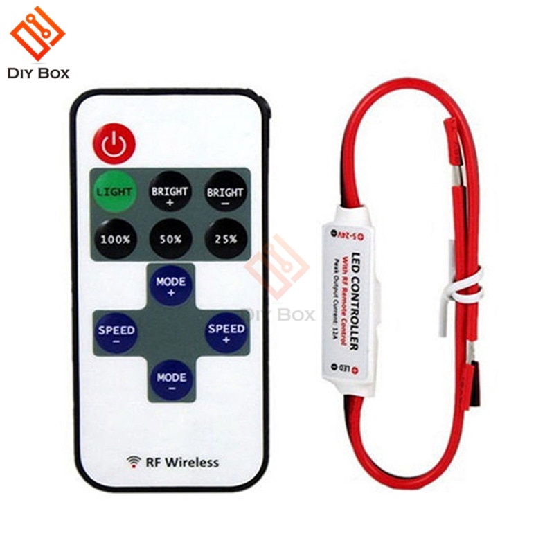 1Set 12V RF Mini Wireless Controller Switch LED Dimmer with Remote Switch Mini In-line LED Light Controller/Dimmer High Quality