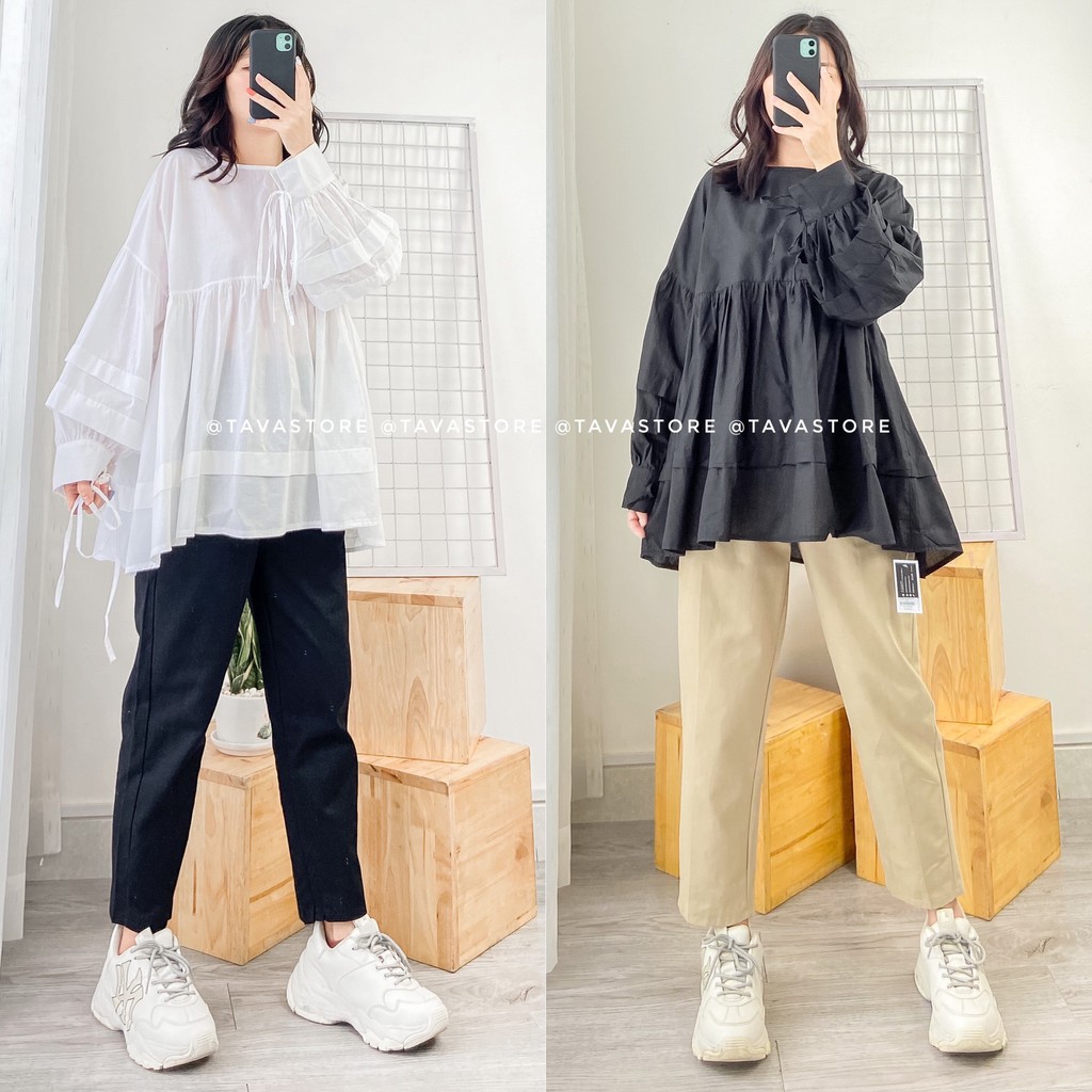 Áo babydoll xếp li