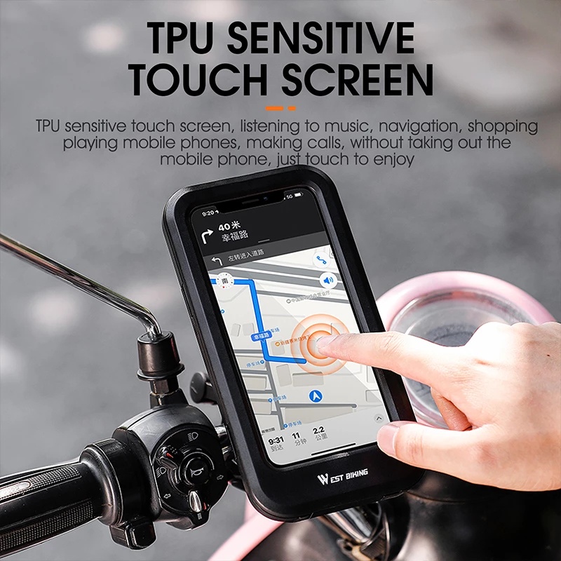 Giá đỡ điện thoại gắn tay lái xe đạp/ xe máy West Biking xoay 360 độ chống thấm nước tiện dụng