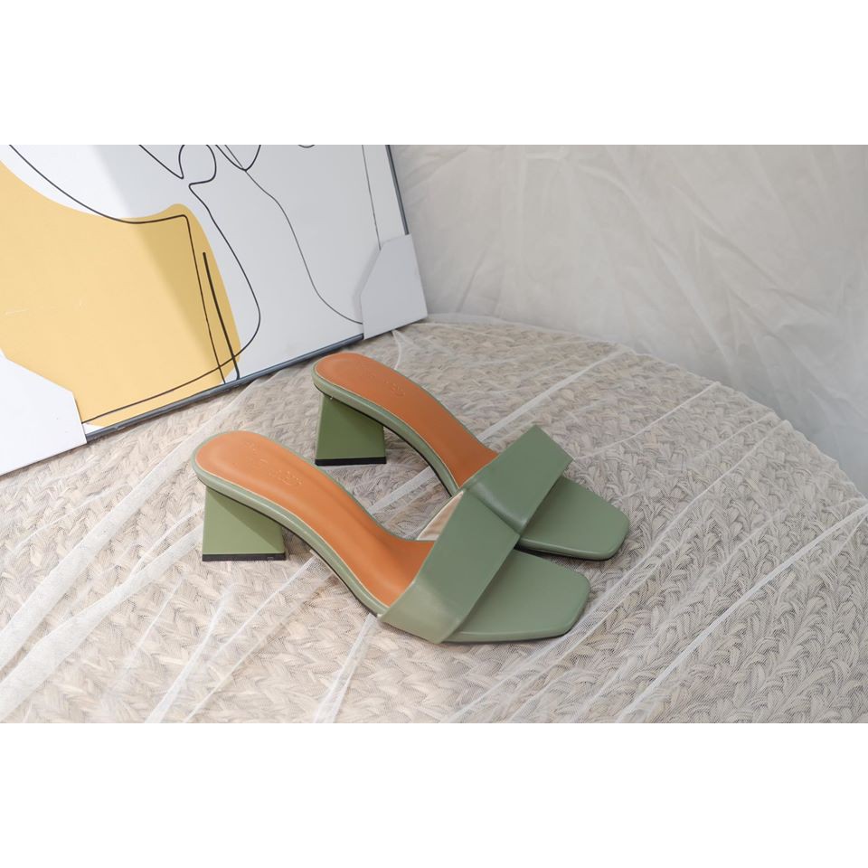 Dép Guốc 5cm - THENYSMILE - Gót nhọn bản ngang rắn - EWIN 1 2