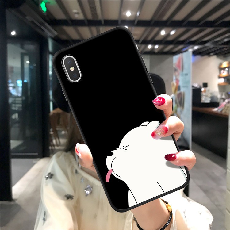 [ Ốp lưng Iphone ] Ốp dẻo đen in hình họa tiết gấu trắng đủ mã Iphone 5/5s/6/6s/6plus/6splus/7/8/7plus/8plus/x/xs/xs max