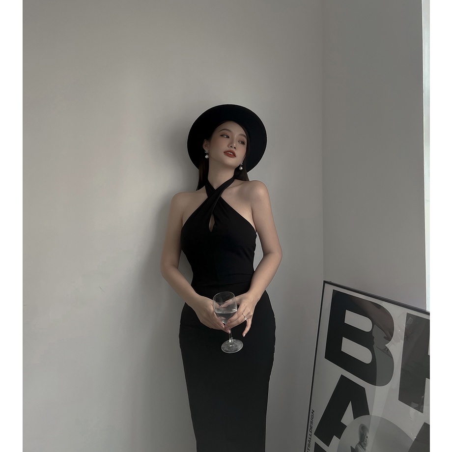 [BBSTORE'S] Đầm Body Yếm Hở Lưng Kiểu Form Váy Dài Đi Tiệc Sang Trọng -D963