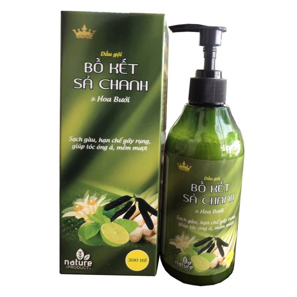 DẦU GỘI BỒ KẾT SẢ CHANH  &amp; HOA BƯỞI  Kingphar (Chai 300ml)