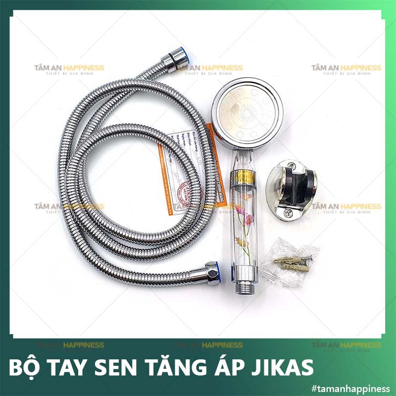 Bộ tay sen tăng áp + dây sen 1.5m + cài sen 5 chế độ. Chính hãng Jikas Việt Nam