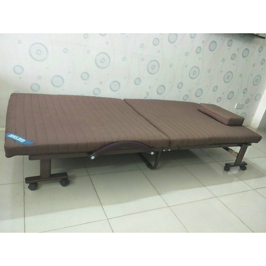 Giường gấp Hàn Quốc RAKU BED rộng 75cm dài 1,9m _ Giường gấp đơn có 2 màu màu xanh và màu nâu- Bảo hành 12 tháng