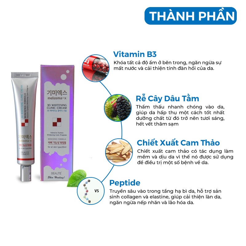 Kem Trắng Da  Mờ Thâm Nám Tàn Nhang MELASMA-X 3D WHITENING CLINIC Hàn QUốc 35ml