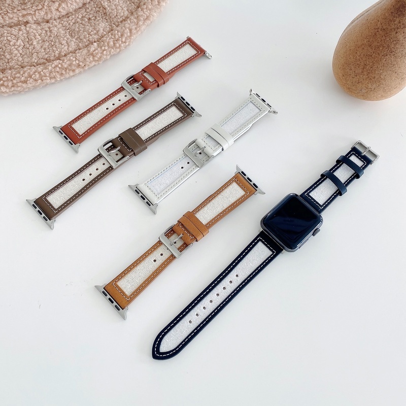 Dây đeo da thanh lịch thích hợp cho đồng hồ thông minh Apple Watch Series 7 6 SE 5 4 3 40mm 44mm 38mm 42mm 41mm