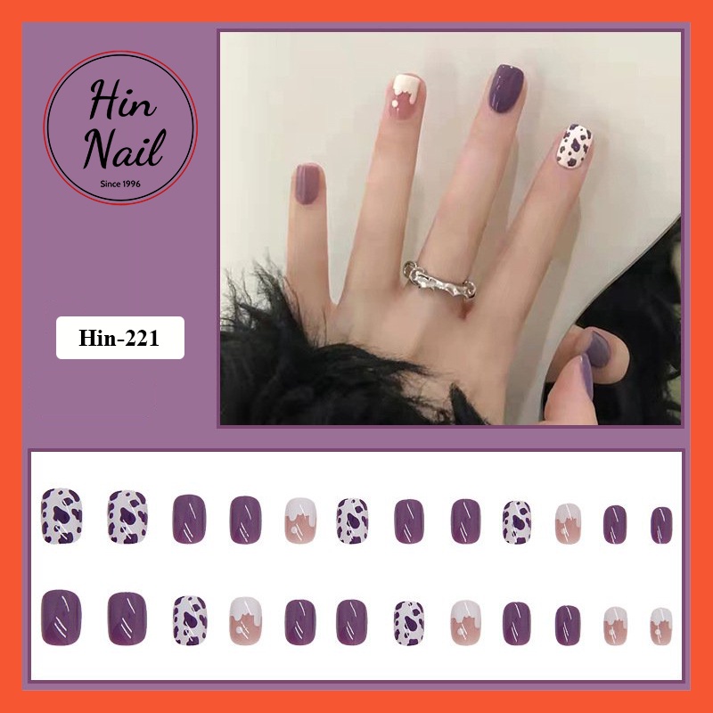Móng tay giả hin nail kèm keo tone màu tím cá tính