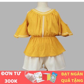 [QUÀ 1/6 CHO BÉ] Áo bé gái hình lá sen Smartkids màu vàng lượn sóng thắt eo