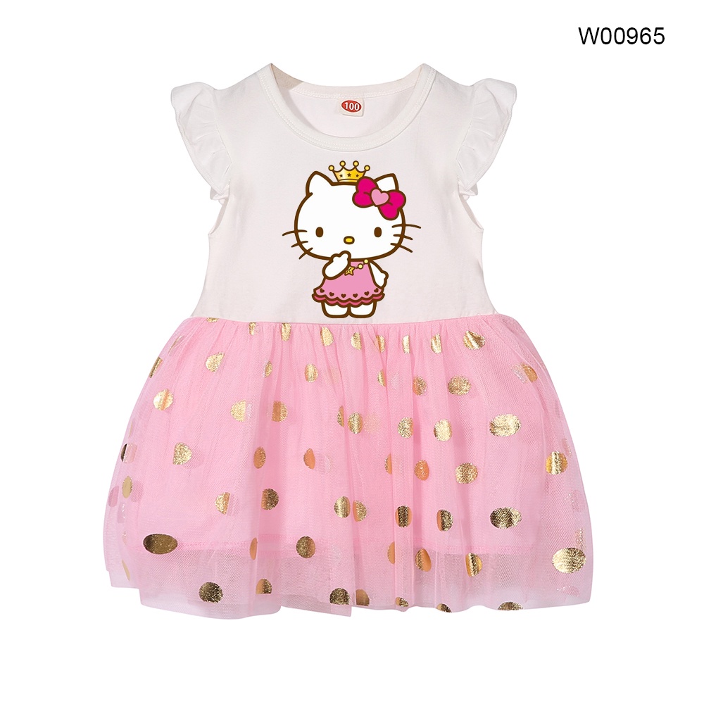 Hello kitty Đầm Công Chúa Màu Hồng Cho Bé Gái Từ 1-6 Tuổi
