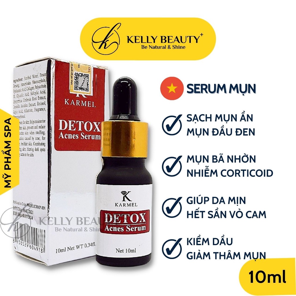 Serum Mụn Detox Acnes KARMEL 10ml – Giải Quyết Mụn Ẩn, Đầu Đen; Da Nhiễm Corticoid; Thu Nhỏ Lỗ Chân Lông | Kelly Beauty