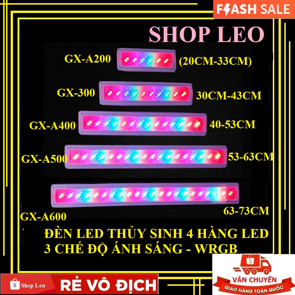 Đèn led thủy sinh (WRGB) 4 hàng led - đèn led hồ cá thủy sinh - đèn hồ cá - Đèn bể cá giá rẻ