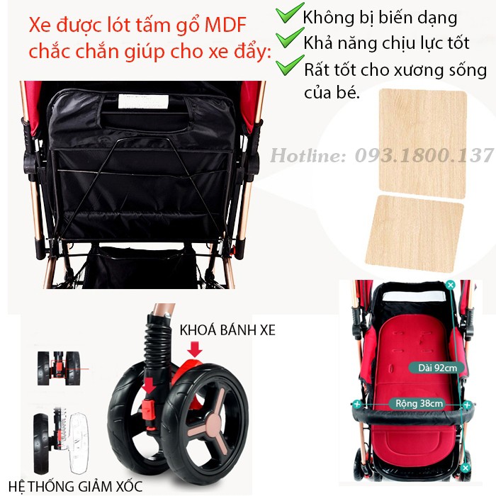 [Mã 267FMCGSALE giảm 8% đơn 500K] Xe đẩy cho bé BBaby 602 - Xe đẩy trẻ em 2 chiều - có thể gấp gọn