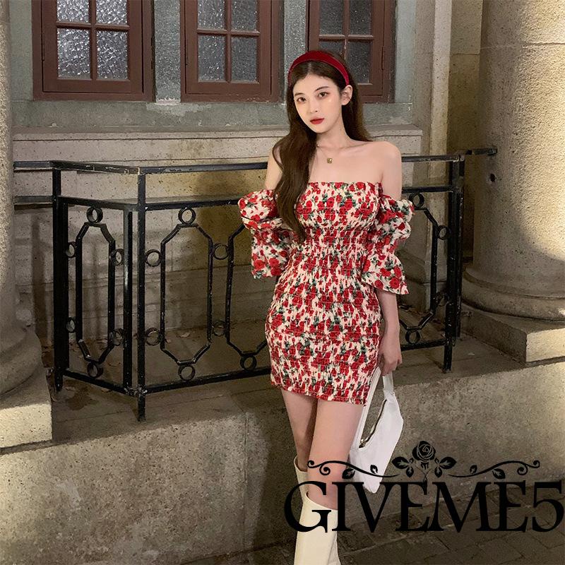 Váy body Trễ Vai In Họa Tiết Hoa Quyến Rũ Dành Cho Nữ
