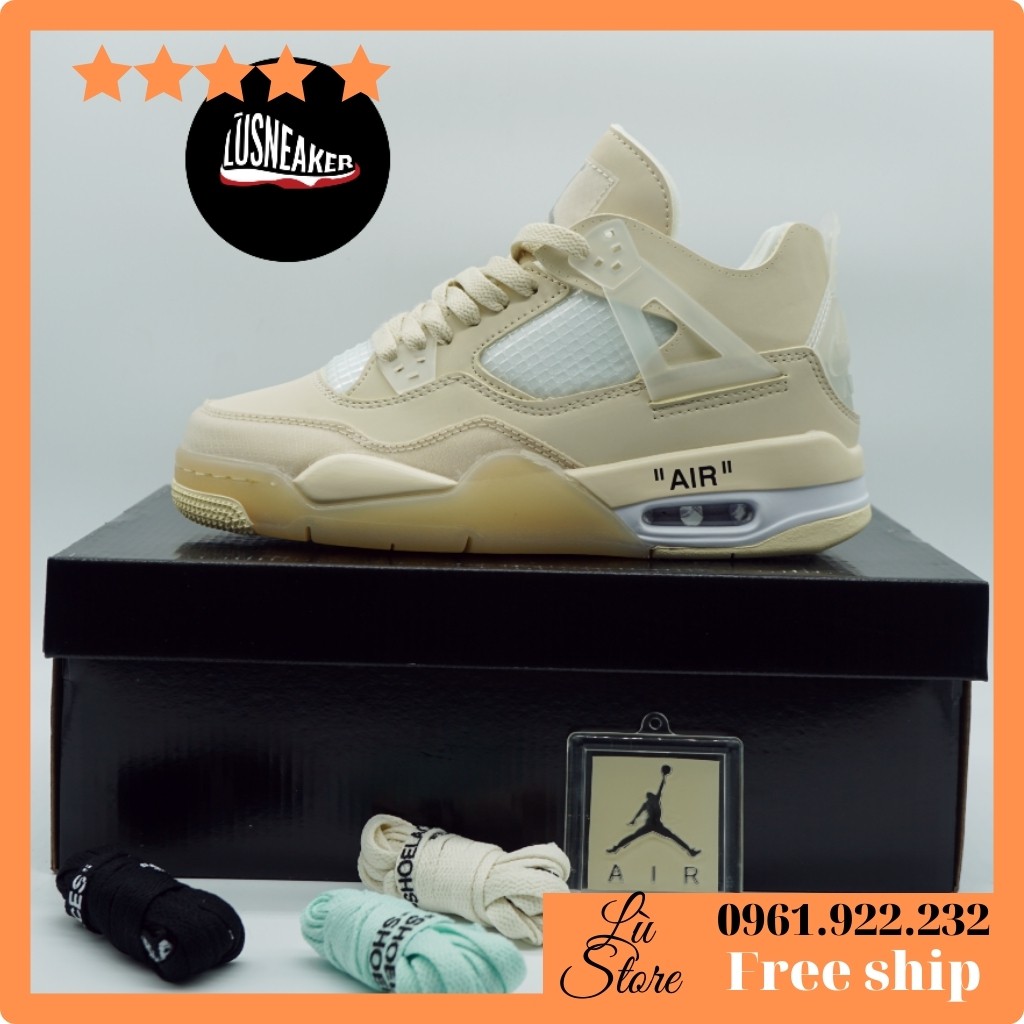[FREESHIP+ẢNH THẬT] Giày sneaker Off W.hite /A.ir Jo.rdan 4 /C.ream/S.ail" OW/Lù Store | BigBuy360 - bigbuy360.vn